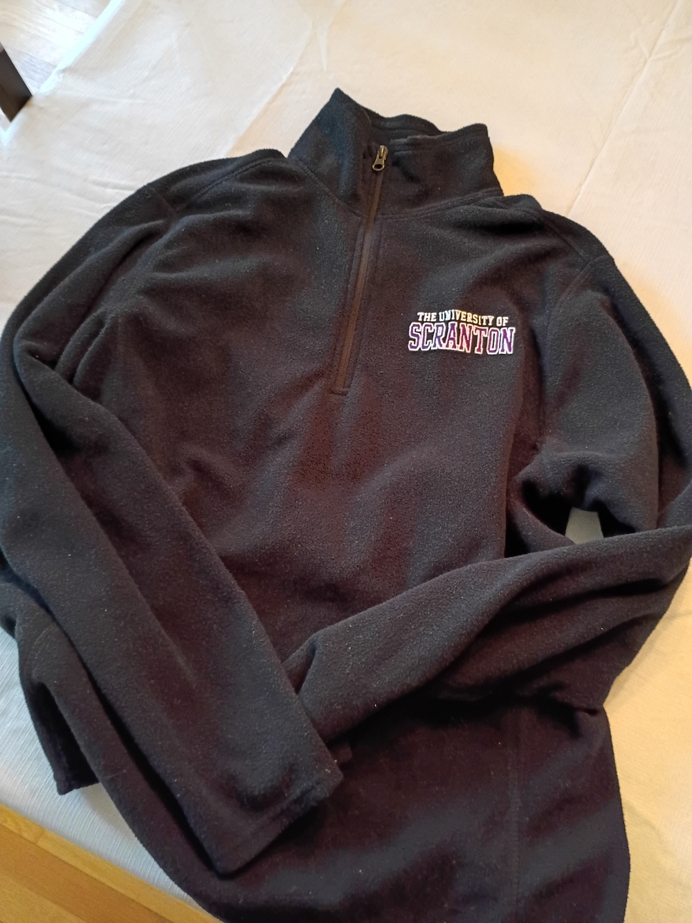 MV Sport Black Quarter-Zip Fleece Pullover with Scranton Embroidery